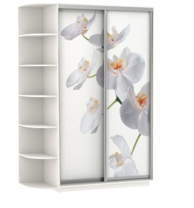 Шкаф двухдверный Экспресс 1700x600x2200, со стеллажом, Орхидея белая/белый снег в Петрозаводске - предосмотр