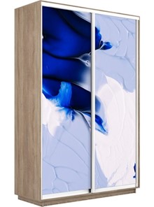 Шкаф Экспресс 1200x450x2400, Абстракция бело-голубая/дуб сонома в Петрозаводске