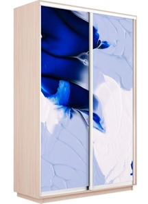 Шкаф 2-х створчатый Экспресс 1200x600x2400, Абстракция бело-голубая/дуб молочный в Петрозаводске