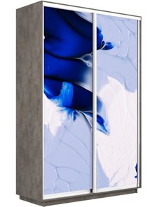 Шкаф Экспресс 1400x450x2200, Абстракция бело-голубая/бетон в Петрозаводске - предосмотр