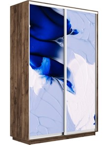 Шкаф 2-створчатый Экспресс 1400x450x2400, Абстракция бело-голубая/дуб табачный в Петрозаводске