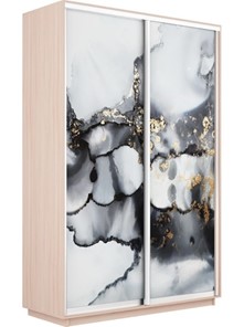 Шкаф 2-дверный Экспресс 1400x600x2400, Абстракция серая/дуб молочный в Петрозаводске