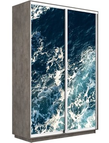 Шкаф 2-х дверный Экспресс 1400x600x2400, Морские волны/бетон в Петрозаводске - предосмотр