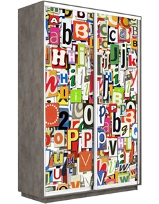 Шкаф 2-х дверный Экспресс 1600x450x2200, Буквы/бетон в Петрозаводске - предосмотр