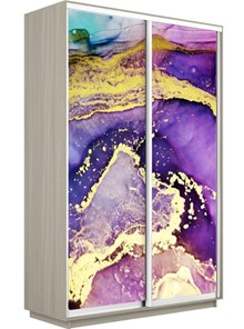 Шкаф Экспресс 1600x450x2400, Абстракция фиолетово-золотая/шимо светлый в Петрозаводске - предосмотр