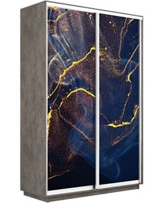 Шкаф 2-х дверный Экспресс 1600x450x2400, Абстракция золотая пыль/бетон в Петрозаводске - предосмотр