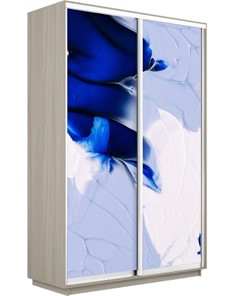 Шкаф 2-х створчатый Экспресс 1600x600x2200, Абстракция бело-голубая/шимо светлый в Петрозаводске - предосмотр