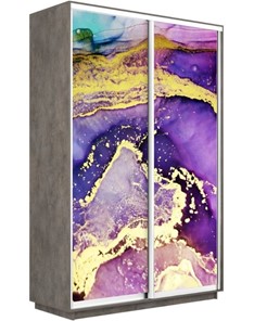 Шкаф Экспресс 1600x600x2200, Абстракция фиолетово-золотая/бетон в Петрозаводске
