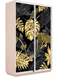 Шкаф 2-дверный Экспресс 1600x600x2200, Листья золото/дуб молочный в Петрозаводске