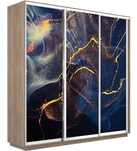 Шкаф 3-х дверный Экспресс 1800х450х2200, Абстракция золотая пыль/дуб сонома в Петрозаводске