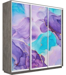 Шкаф 3-х дверный Экспресс 1800х600х2200, Абстракция фиолетовая/бетон в Петрозаводске