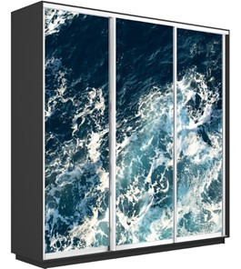 Шкаф 3-створчатый Экспресс 1800х600х2200, Морские волны/серый диамант в Петрозаводске