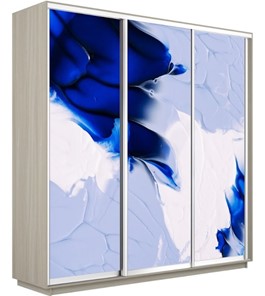 Шкаф 3-х дверный Экспресс 1800х600х2400, Абстракция бело-голубая/шимо светлый в Петрозаводске