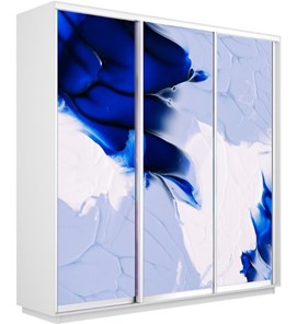 Шкаф 3-створчатый Экспресс 2100х450х2400, Абстракция бело-голубая/белый снег в Петрозаводске