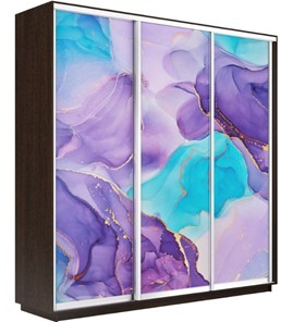 Шкаф 3-х дверный Экспресс 2400х450х2200, Абстракция фиолетовая/венге в Петрозаводске - предосмотр