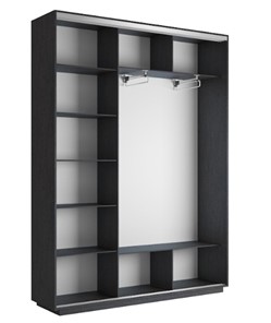 Шкаф 3-дверный Экспресс (Зеркало/ДСП/Зеркало), 2400х450х2400, венге в Петрозаводске - предосмотр 1