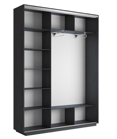 Шкаф 3-дверный Экспресс (Зеркало/ДСП/Зеркало), 2400х450х2400, венге в Петрозаводске - изображение 1