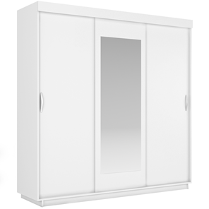 Шкаф 3-дверный Лайт (2 ДСП/Зеркало) 1800х595х2120, Белый Снег в Петрозаводске