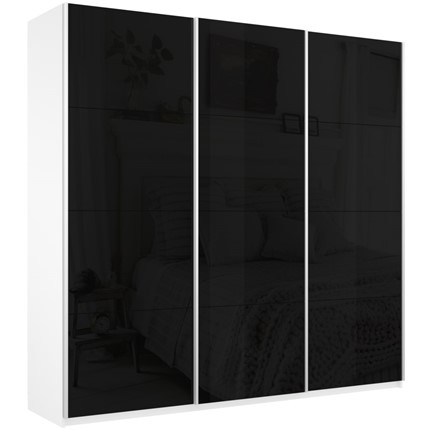 Шкаф 3-створчатый Широкий Прайм (Черное стекло) 2400x570x2300,  Белый Снег в Петрозаводске - изображение