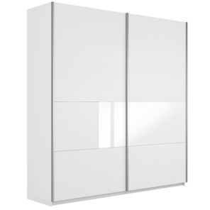 Шкаф 2-створчатый Широкий Прайм (ДСП / Белое стекло) 2200x570x2300, Белый снег в Петрозаводске