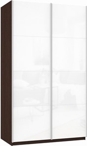 Шкаф 2-х створчатый Прайм (Белое стекло/Белое стекло) 1600x570x2300, венге в Петрозаводске