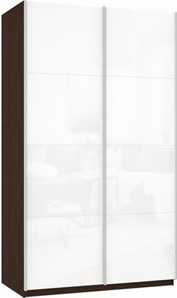 Шкаф 2-х створчатый Прайм (Белое стекло/Белое стекло) 1600x570x2300, венге в Петрозаводске - изображение
