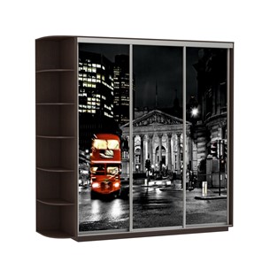 Шкаф 3-дверный Экспресс, со стеллажом, 2700х600х2400, Ночной Лондон/венге в Петрозаводске