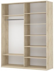 Шкаф 2-дверный Прайм (Зеркало/Белое стекло) 1400x570x2300, венге в Петрозаводске - предосмотр 1