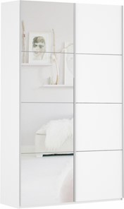 Шкаф 2-дверный Прайм (ДСП/Зеркало) 1200x570x2300, белый снег в Петрозаводске - предосмотр