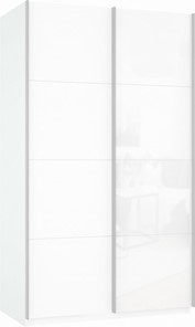 Шкаф 2-створчатый Прайм (ДСП/Белое стекло) 1400x570x2300, белый снег в Петрозаводске - предосмотр