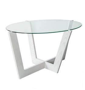 Овальный столик Оникс-6, Выбеленный дуб/Прозрачное стекло в Петрозаводске - предосмотр