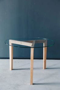 Круглый столик Оникс-7, Натуральный массив/Прозрачное стекло в Петрозаводске - предосмотр 2