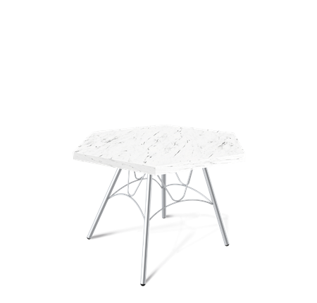 Шестигранный столик SHT-S100 / SHT-ТT20 60 ЛДСП (мрамор каррара белый/хром лак) в Петрозаводске - изображение