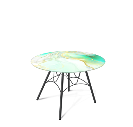 Круглый столик SHT-S100 / SHT-TT32 60 стекло/МДФ (лазурно голубой/черный муар) в Петрозаводске - изображение