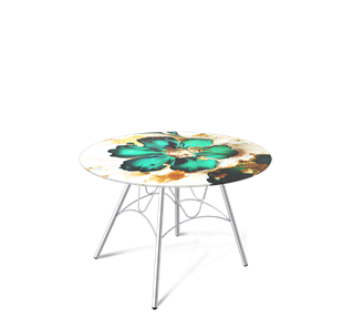 Круглый столик SHT-S100 / SHT-TT32 60 стекло/МДФ (малахитово зеленый/хром лак) в Петрозаводске - предосмотр