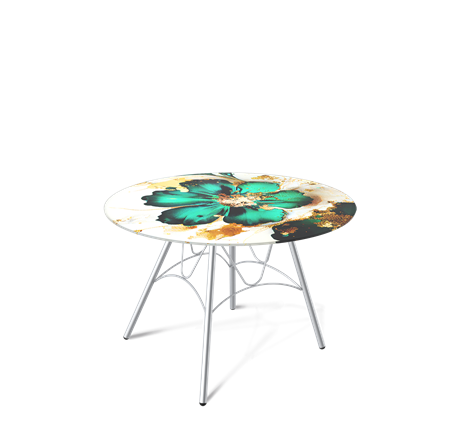 Круглый столик SHT-S100 / SHT-TT32 60 стекло/МДФ (малахитово зеленый/хром лак) в Петрозаводске - изображение