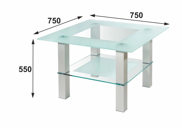 Стеклянный столик Кристалл 1 (алюминий-прозрачное) в Петрозаводске - изображение 1