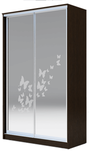 Шкаф 2-х створчатый 2400х1500х420 два зеркала, "Бабочки" ХИТ 24-4-15-66-05 Венге Аруба в Петрозаводске