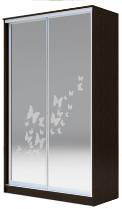 Шкаф-купе 2-х створчатый 2300х1682х420 два зеркала, "Бабочки" ХИТ 23-4-17-66-05 Венге Аруба в Петрозаводске - изображение