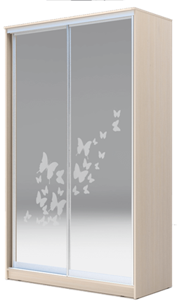 Шкаф 2-х дверный 2200х1200х420 два зеркала, "Бабочки" ХИТ 22-4-12-66-05 Ясень Дуб Млечный в Петрозаводске - изображение