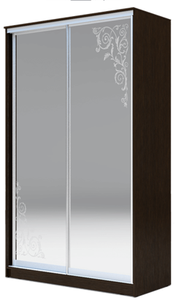 Шкаф 2-х дверный 2400х1200х420 два зеркала, "Орнамент" ХИТ 24-4-12-66-09 Венге Аруба в Петрозаводске - изображение