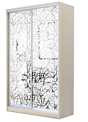 Шкаф 2300х1362х620 два зеркала, "Листья" ХИТ 23-14-66-17 Дуб молочный в Петрозаводске - изображение
