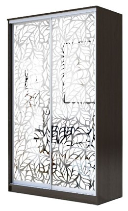 Шкаф 2-х створчатый 2200х1682х420 два зеркала, "Листья" ХИТ 22-4-17-66-17 Венге в Петрозаводске - изображение