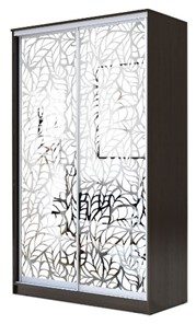 Шкаф 2-х дверный 2400х1682х620 два зеркала, "Листья" ХИТ 24-17-66-17 Венге в Петрозаводске - предосмотр