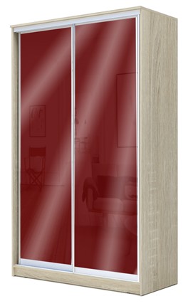 Шкаф 2200х1200х420 с цветным стеклом ХИТ 22-4-12-22 Бургунд 312, Дуб сонома в Петрозаводске - изображение