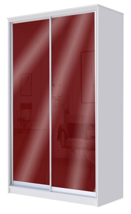 Шкаф-купе 2-х створчатый 2200х1362х620 с цветным стеклом ХИТ 22-14-22, Бургунд 312, Белый в Петрозаводске - изображение