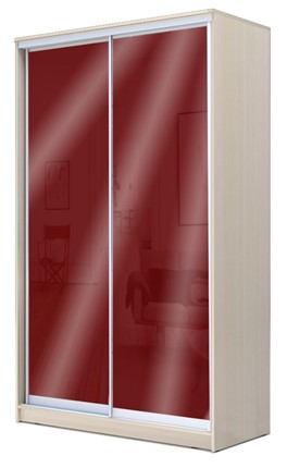 Шкаф-купе 2-х дверный 2200х1500х620 с цветным стеклом ХИТ 22-15-22, Бургунд 312, Дуб млечный в Петрозаводске - изображение