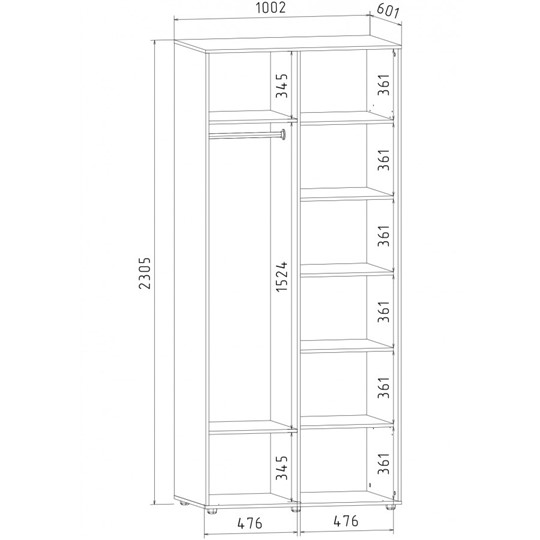 Шкаф 2-х дверный Акцент-Квадро 2-Д 2303х1000х600, Цемент в Петрозаводске - изображение 1
