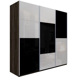 Шкаф 3-х дверный Эста, 6 белых стекол/6 черных стекол, 2400x660x2200, венге мали в Петрозаводске - предосмотр