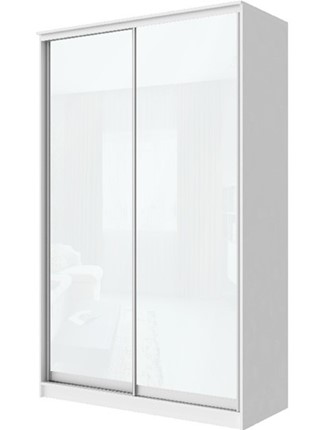 Шкаф 2-х створчатый Хит-22-4-12-22 с цветным стеклом, белое №10, Белый корпус в Петрозаводске - изображение